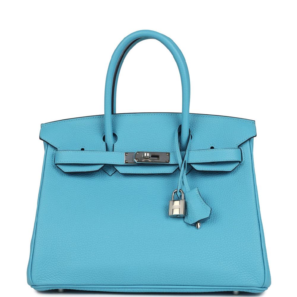 Pre-owned Hermes Birkin 30 Bleu du Nord Togo Palladium Hardware