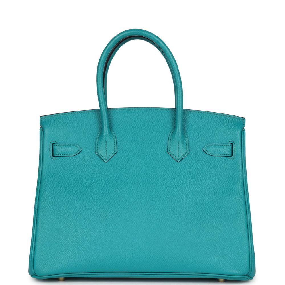 Pre-owned Hermes Birkin 30 Bleu Paon Epsom Gold Hardware