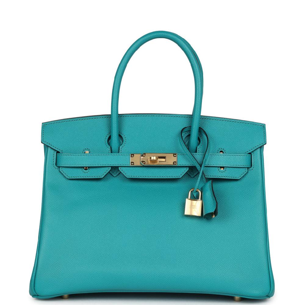 Pre-owned Hermes Birkin 30 Bleu Paon Epsom Gold Hardware
