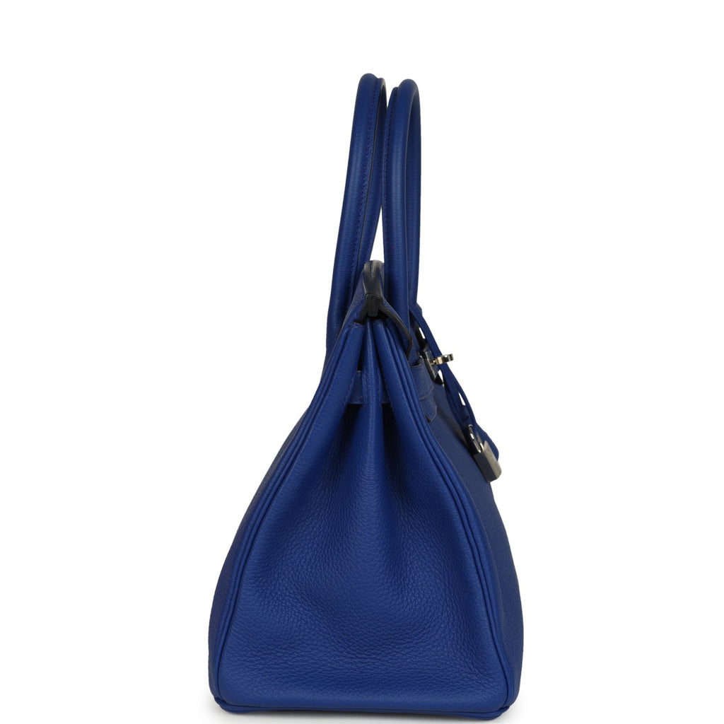 Pre-owned Hermes Birkin 30 Bleu Royal Togo Palladium Hardware