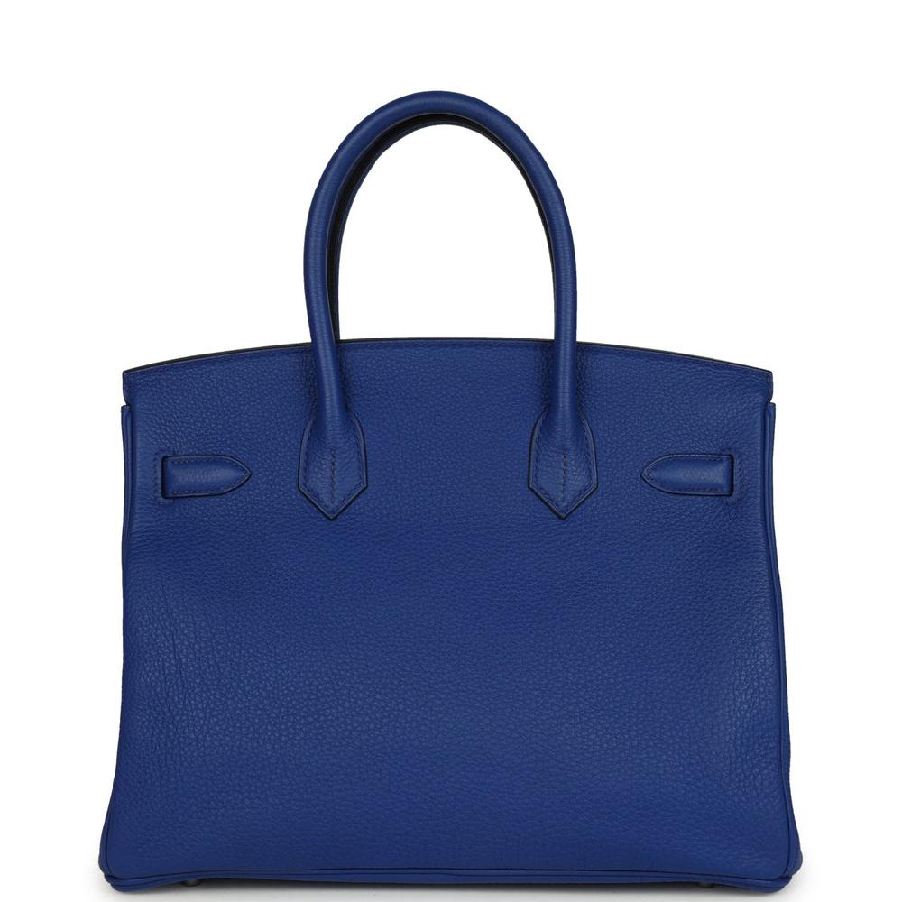 Pre-owned Hermes Birkin 30 Bleu Royal Togo Palladium Hardware