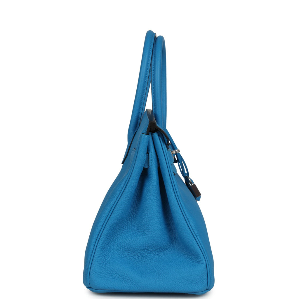 Pre-owned Hermes Birkin 30 Bleu Zanzibar Verso Togo Palladium Hardware