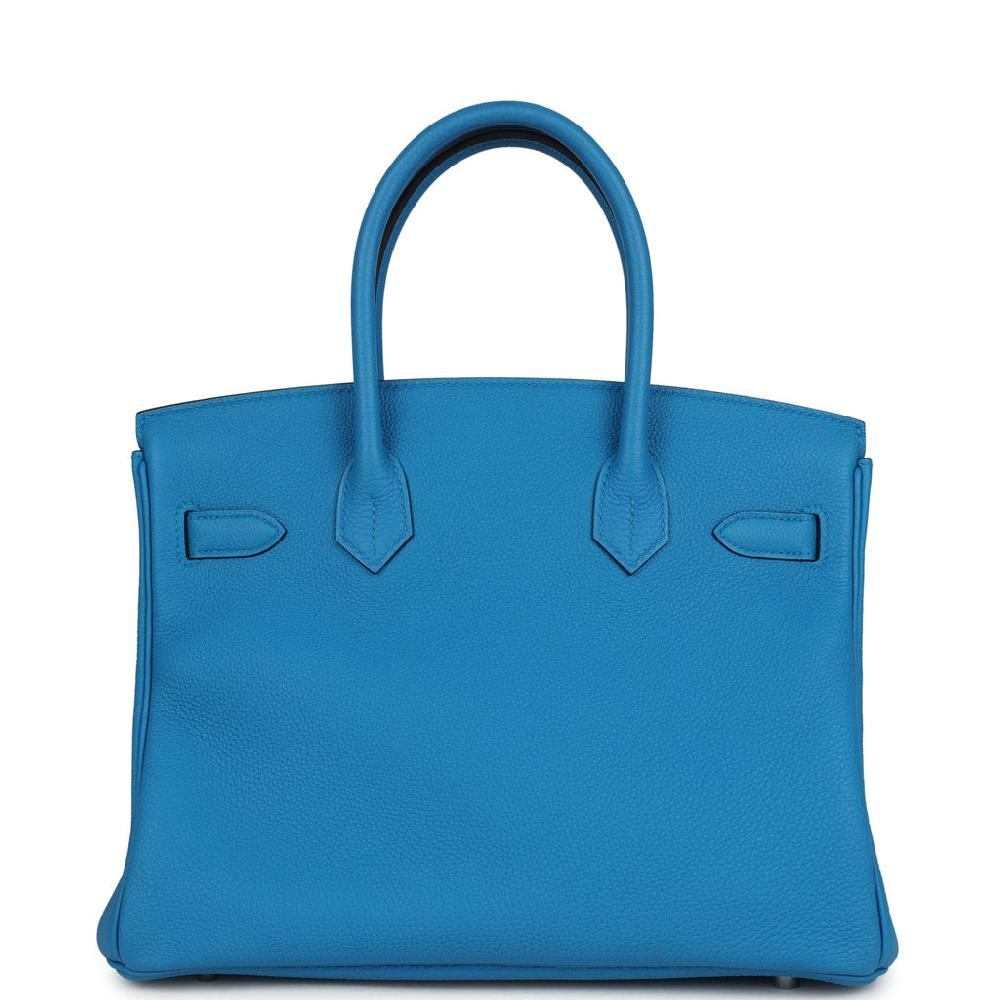 Pre-owned Hermes Birkin 30 Bleu Zanzibar Verso Togo Palladium Hardware