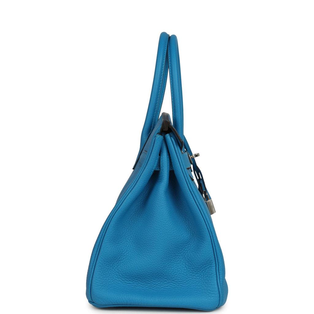 Pre-owned Hermes Birkin 30 Bleu Zanzibar Verso Togo Palladium Hardware