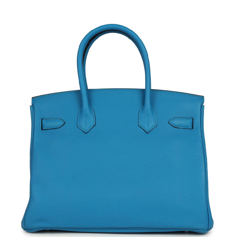 Pre-owned Hermes Birkin 30 Bleu Zanzibar Verso Togo Palladium Hardware