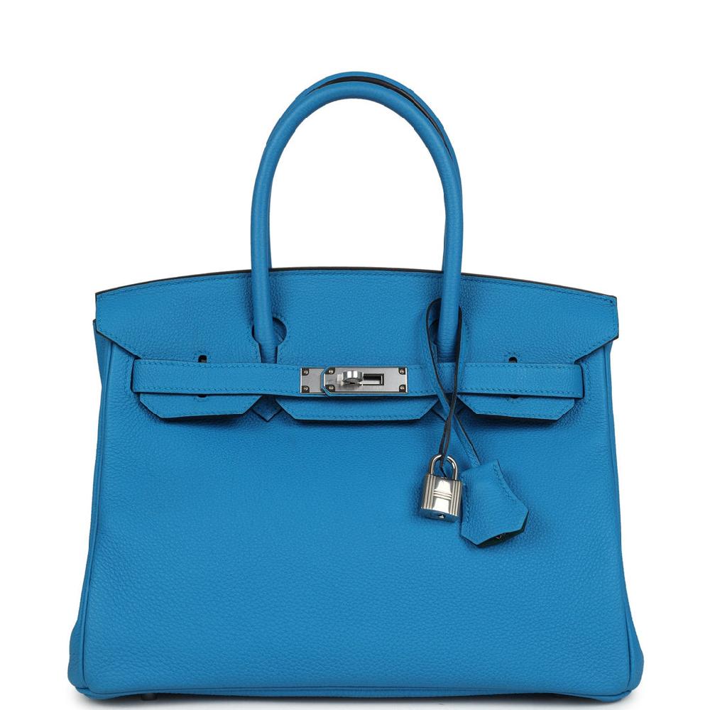 Pre-owned Hermes Birkin 30 Bleu Zanzibar Verso Togo Palladium Hardware
