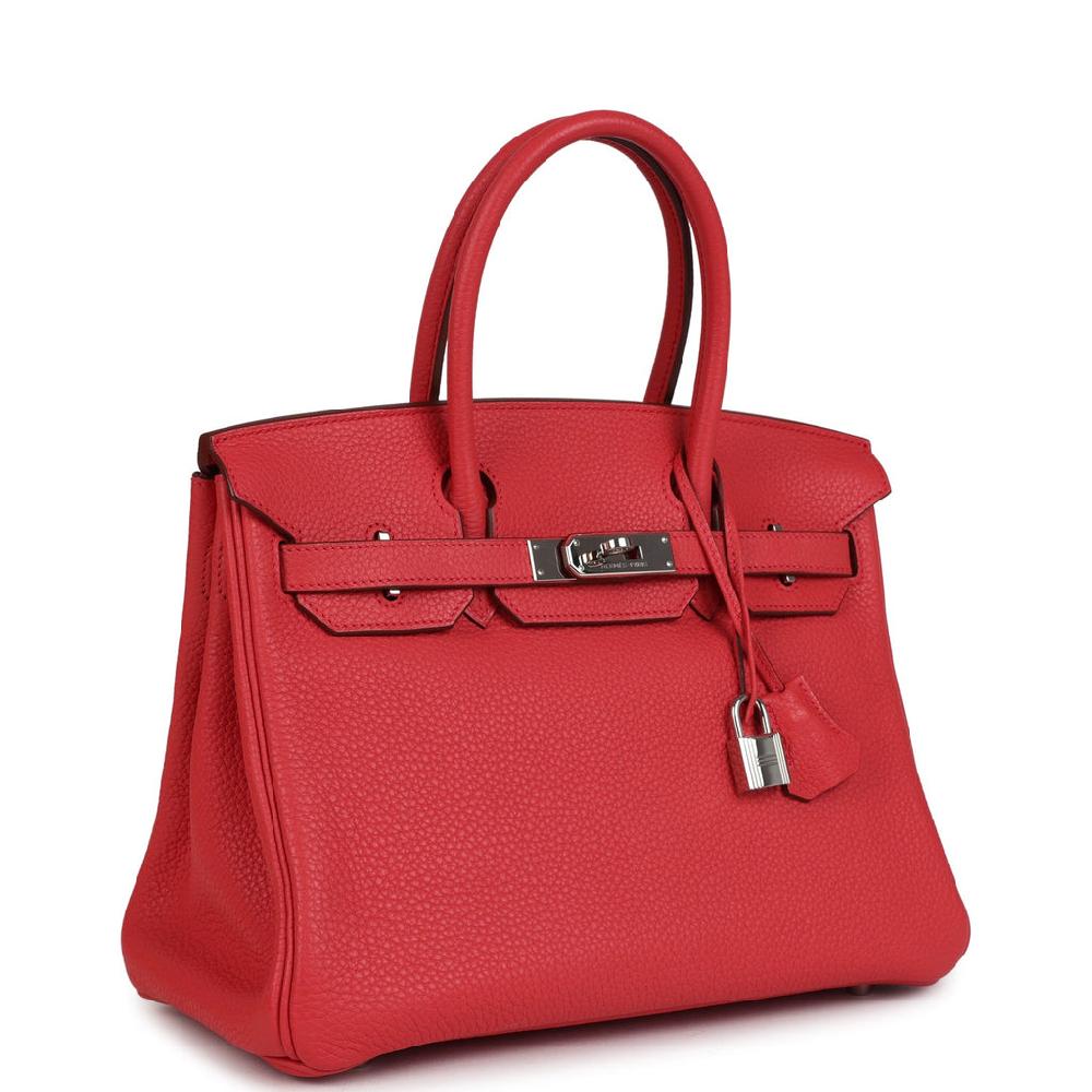 Pre-owned Hermes Birkin 30 Bougainvillea Clemence Palladium Hardware