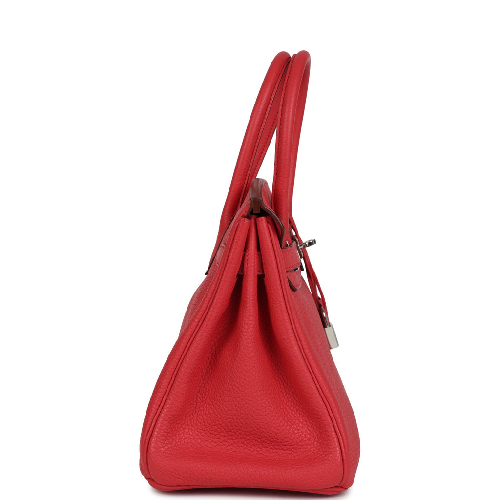 Pre-owned Hermes Birkin 30 Bougainvillea Clemence Palladium Hardware