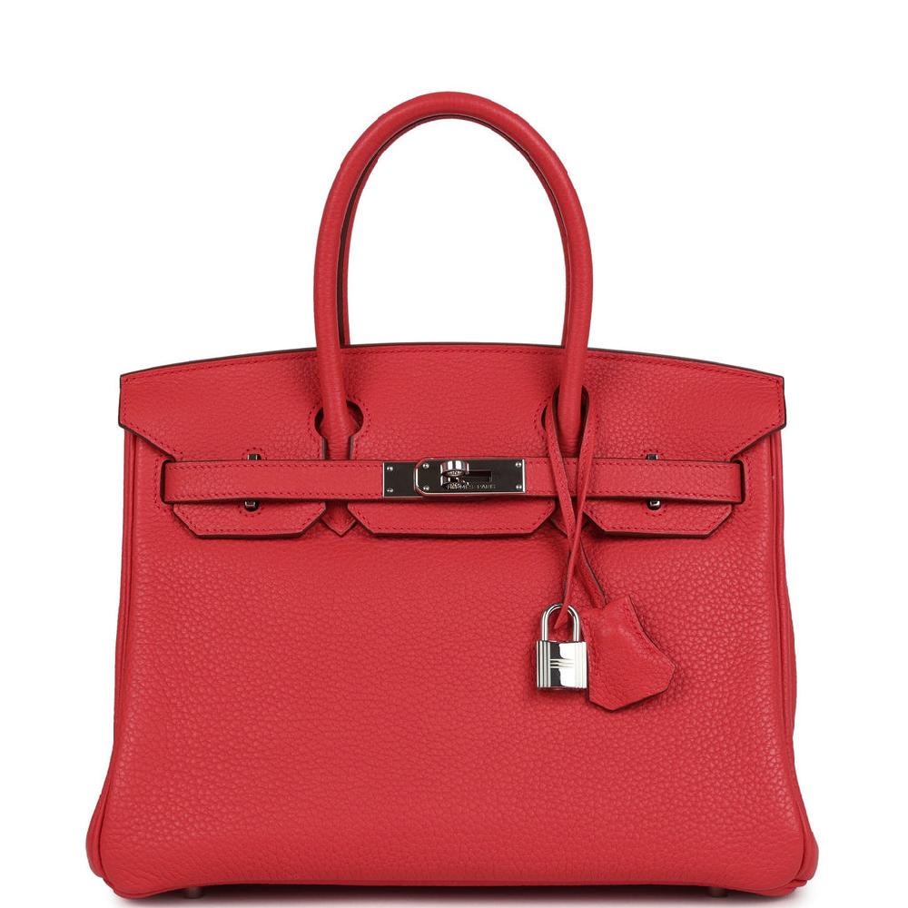 Pre-owned Hermes Birkin 30 Bougainvillea Clemence Palladium Hardware