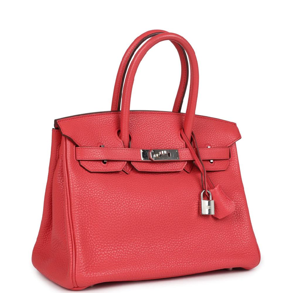 Pre-owned Hermes Birkin 30 Bougainvillea Clemence Palladium Hardware
