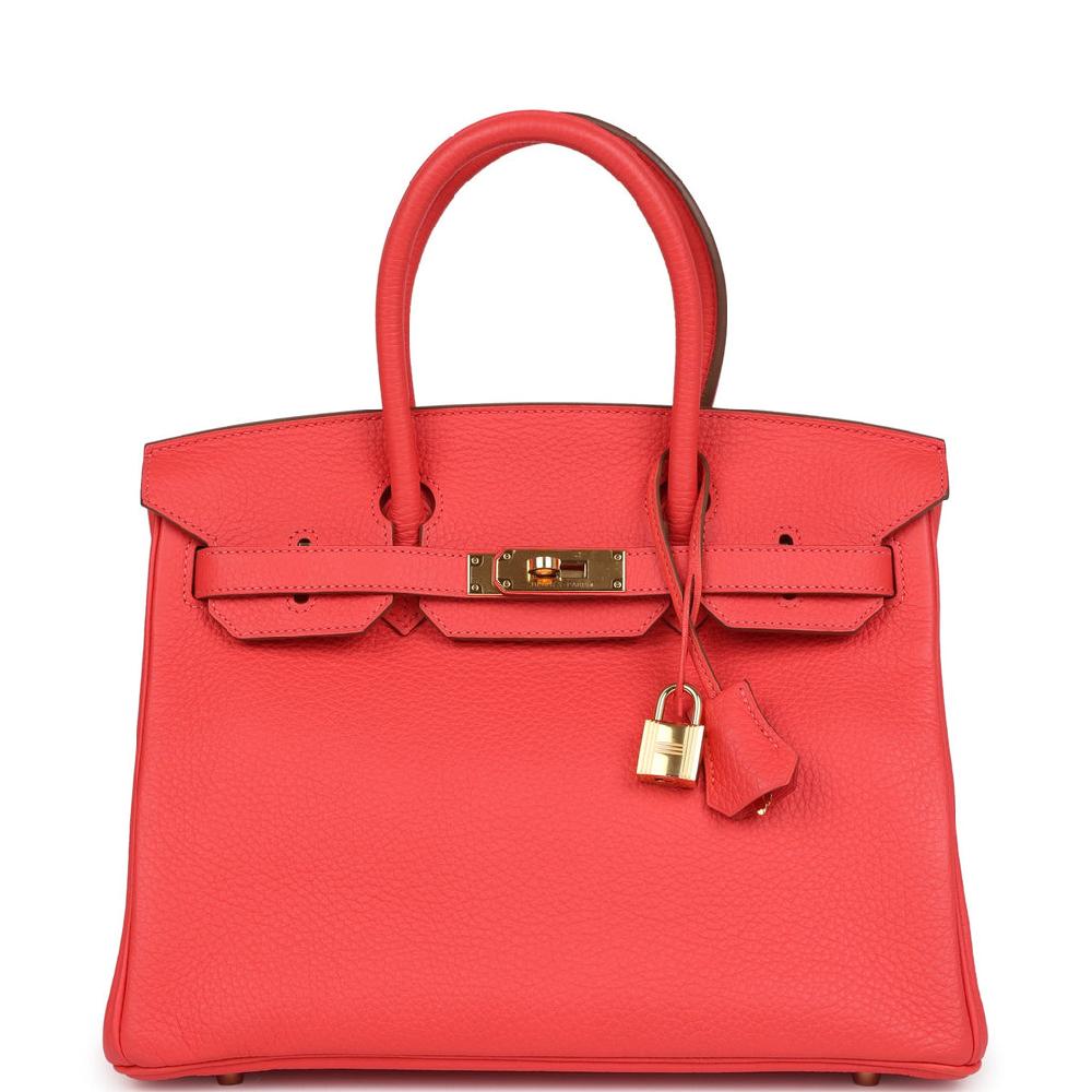 Pre-owned Hermes Birkin 30 Bougainvillea Clemence Gold Hardware