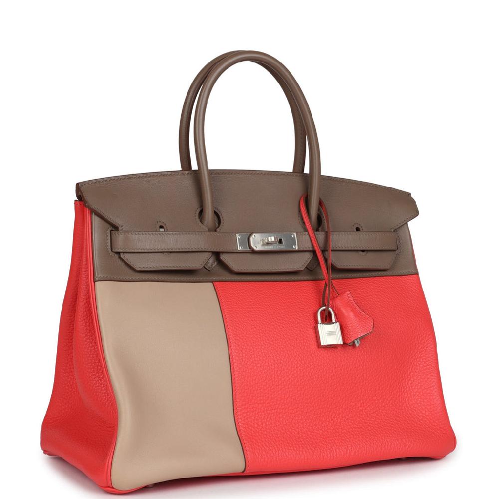 Pre-owned Hermes Birkin 30 Cascade Rose Jaipur Etoupe And Argile Swift And Clemence Brushed Palladium Hardware