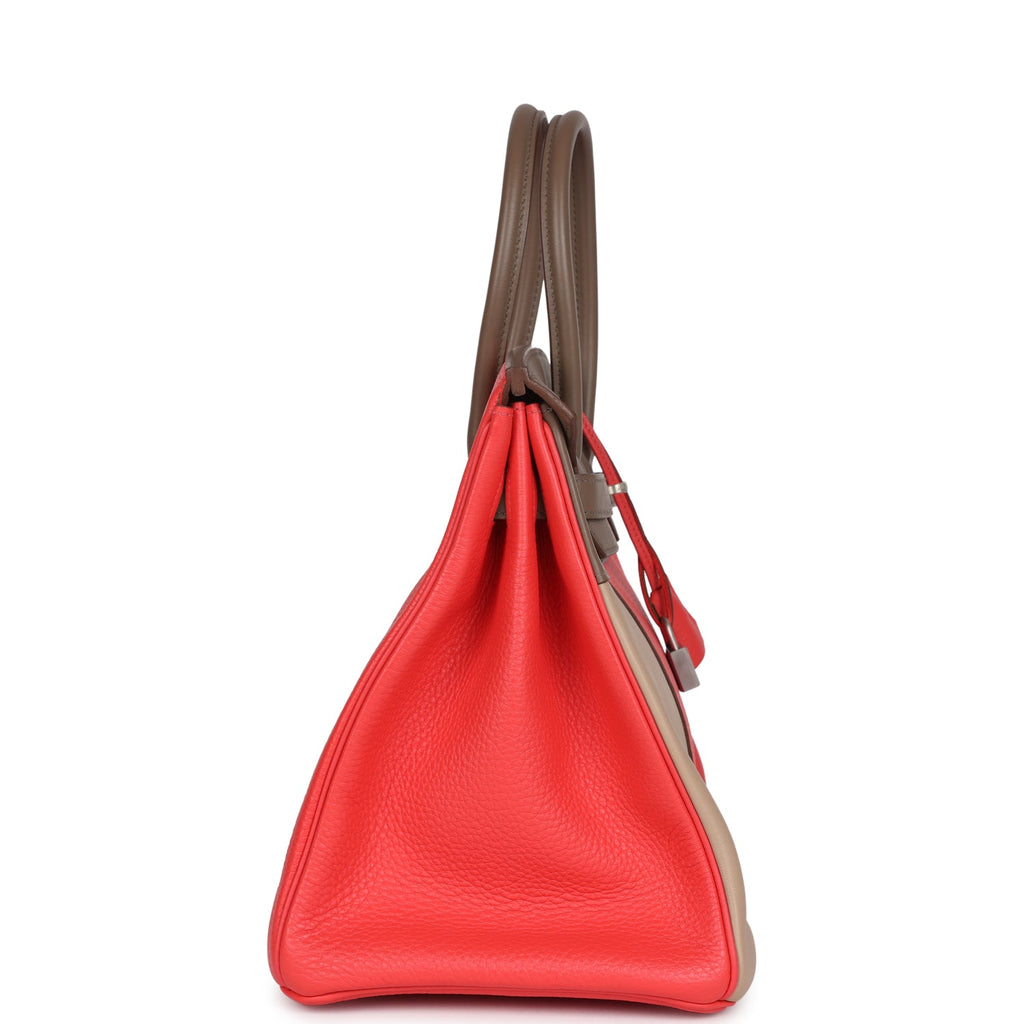 Pre-owned Hermes Birkin 30 Cascade Rose Jaipur Etoupe And Argile Swift And Clemence Brushed Palladium Hardware