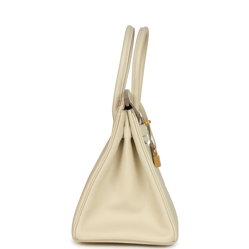 Pre-owned Hermes Birkin 30 Craie Epsom Gold Hardware