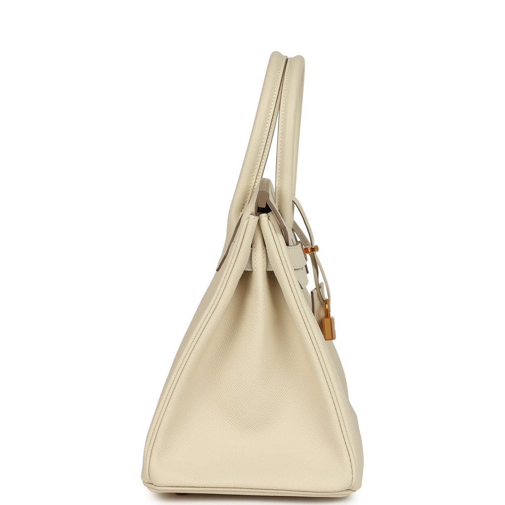 Pre-owned Hermes Birkin 30 Craie Epsom Rose Gold Hardware