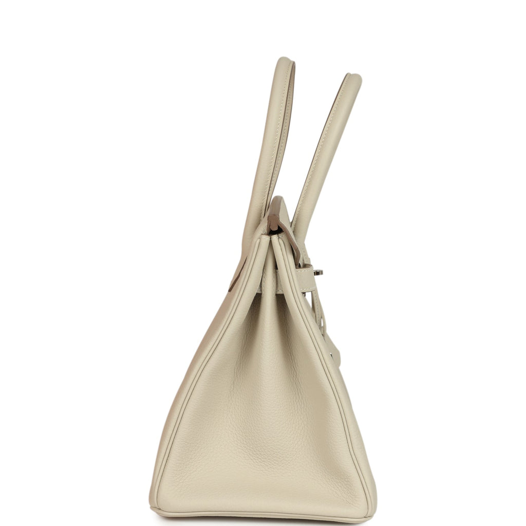 Pre-owned Hermes Birkin 30 Craie Togo Palladium Hardware