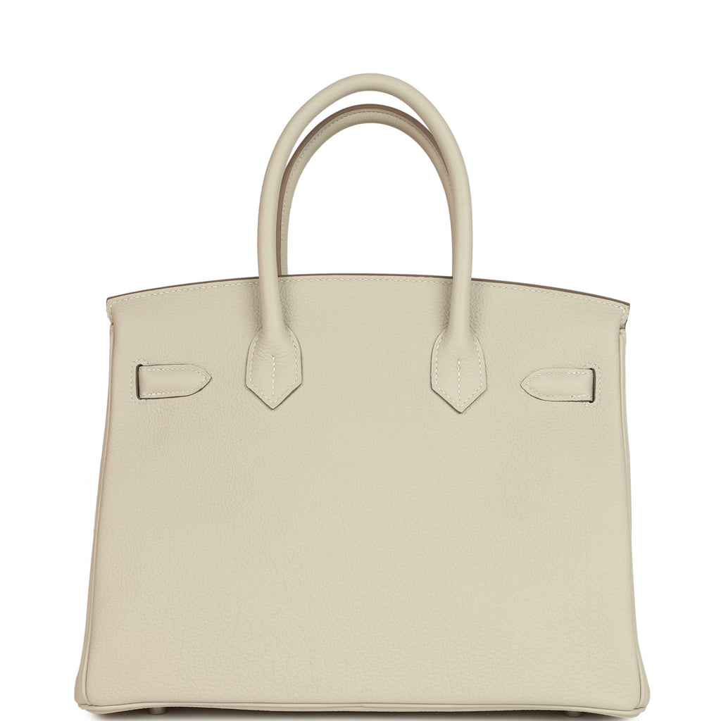 Pre-owned Hermes Birkin 30 Craie Togo Palladium Hardware