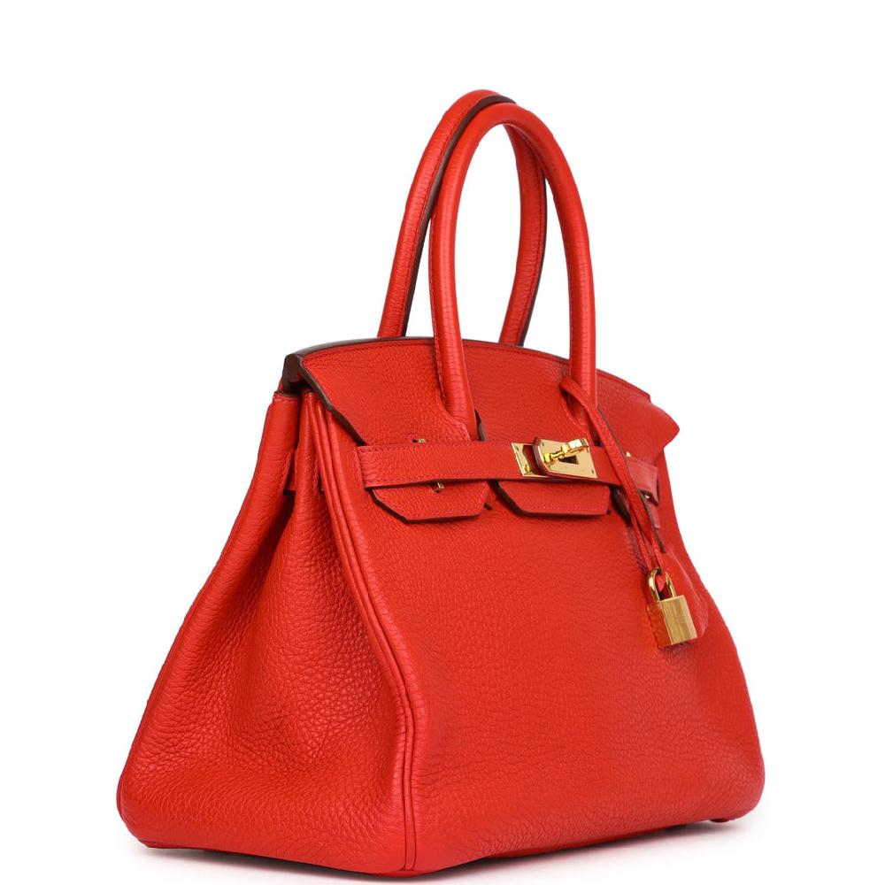 Pre-owned Hermes Birkin 30 Geranium Togo Gold Hardware