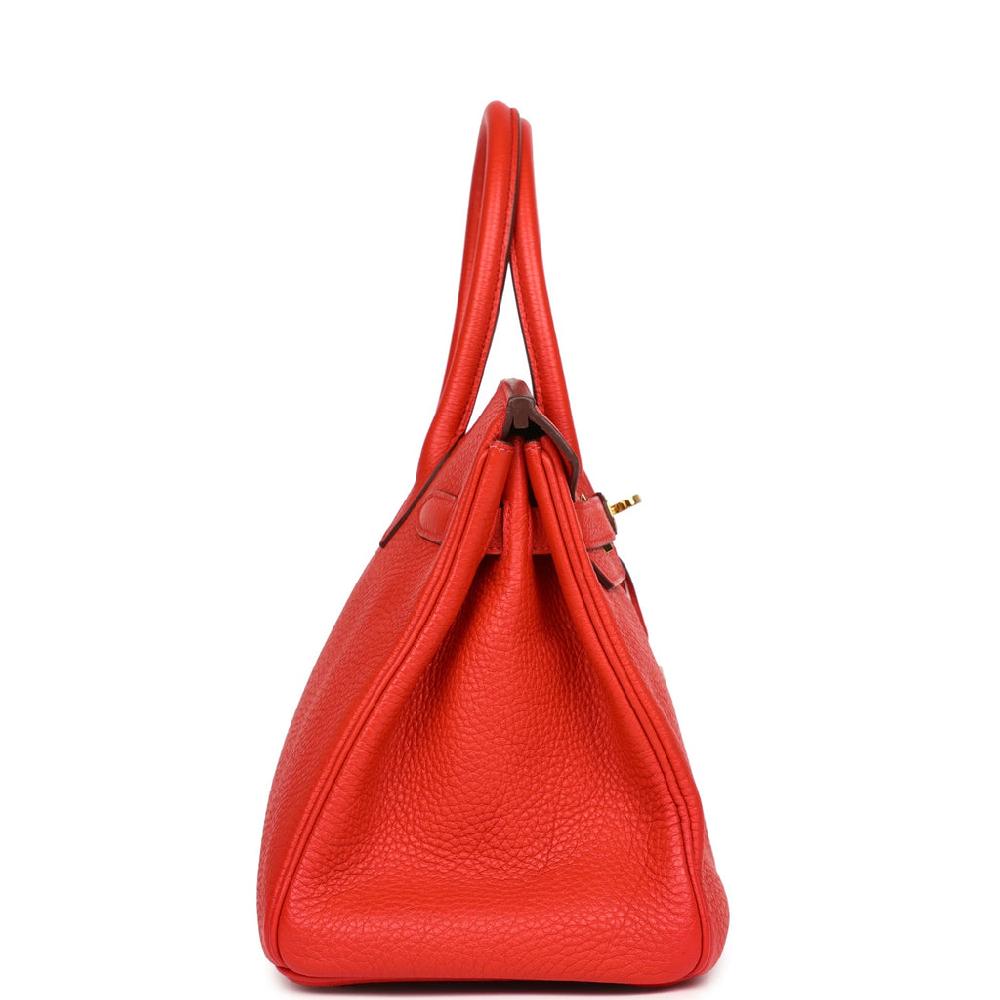 Pre-owned Hermes Birkin 30 Geranium Togo Gold Hardware