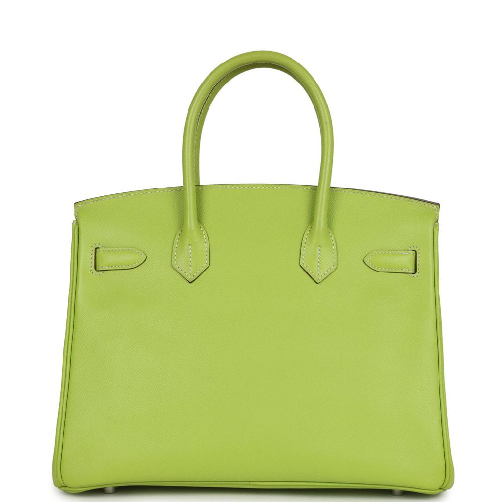 Pre-owned Hermes Birkin 30 Kiwi Candy Epsom Palladium Hardware