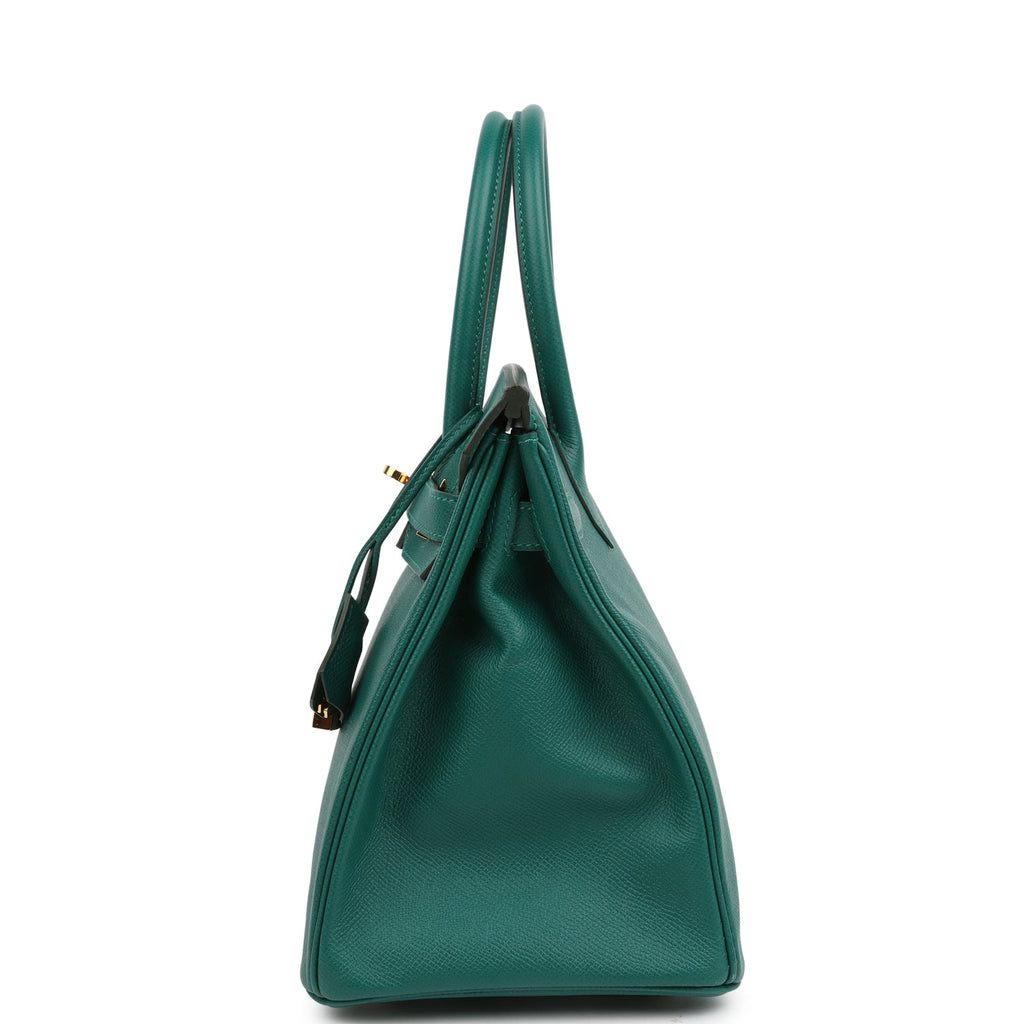 Pre-owned Hermes Birkin 30 Malachite Epsom Gold Hardware