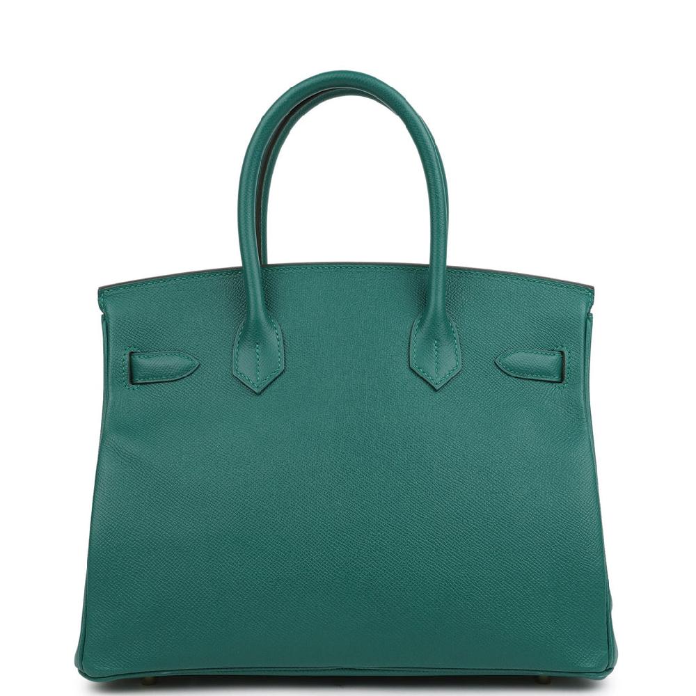 Pre-owned Hermes Birkin 30 Malachite Epsom Gold Hardware