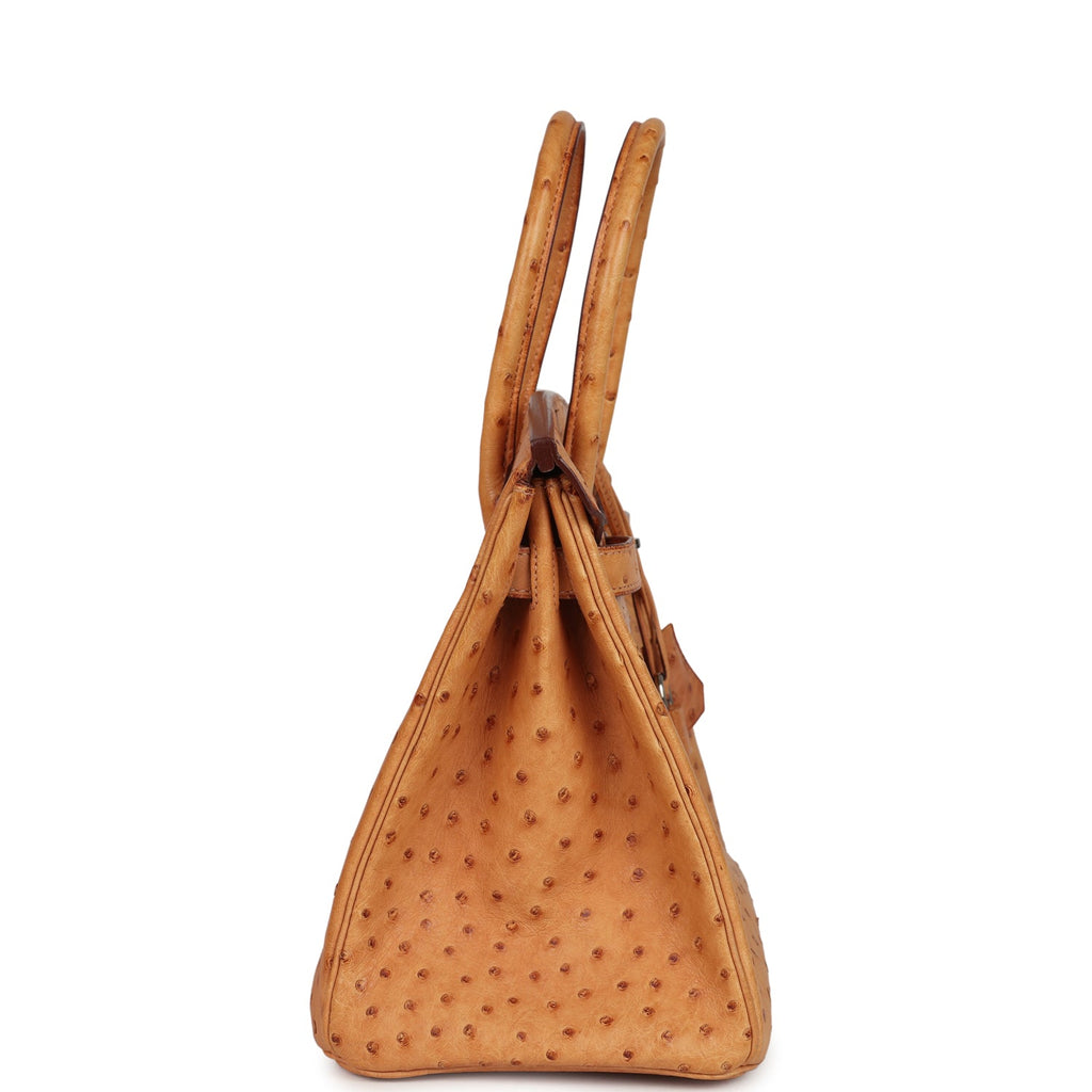 Pre-owned Hermes Birkin 30 Natural Sable Ostrich Palladium Hardware