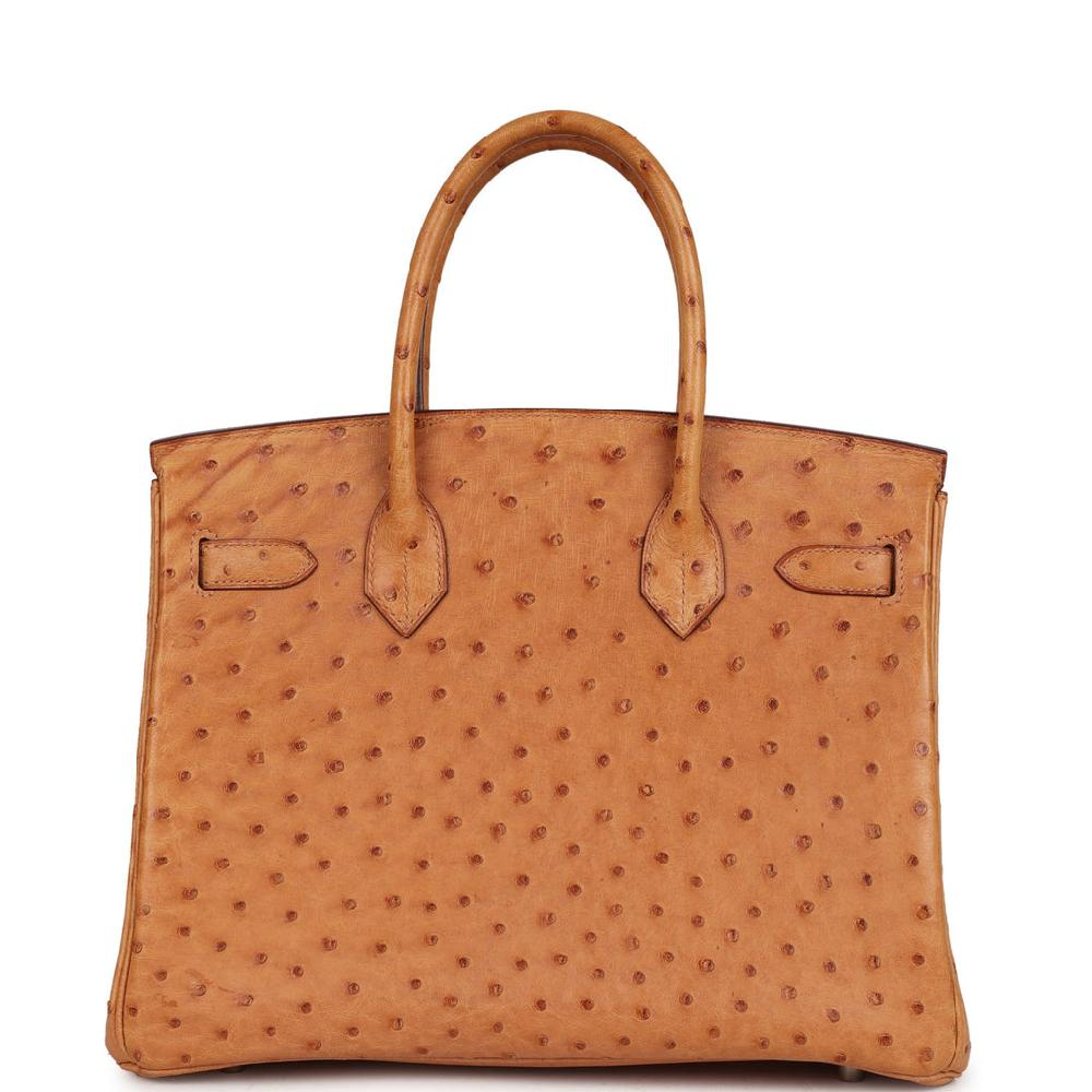 Pre-owned Hermes Birkin 30 Natural Sable Ostrich Palladium Hardware