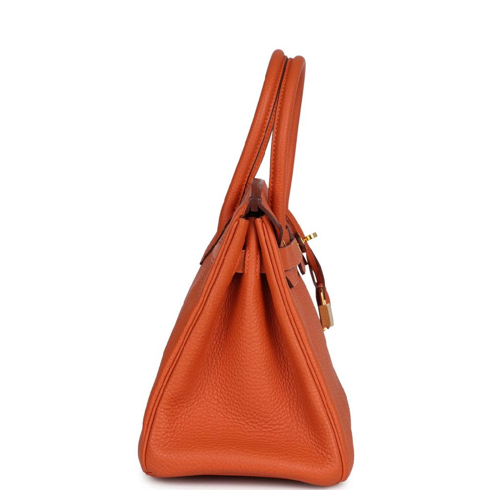 Pre-owned Hermes Birkin 30 Orange Togo Gold Hardware