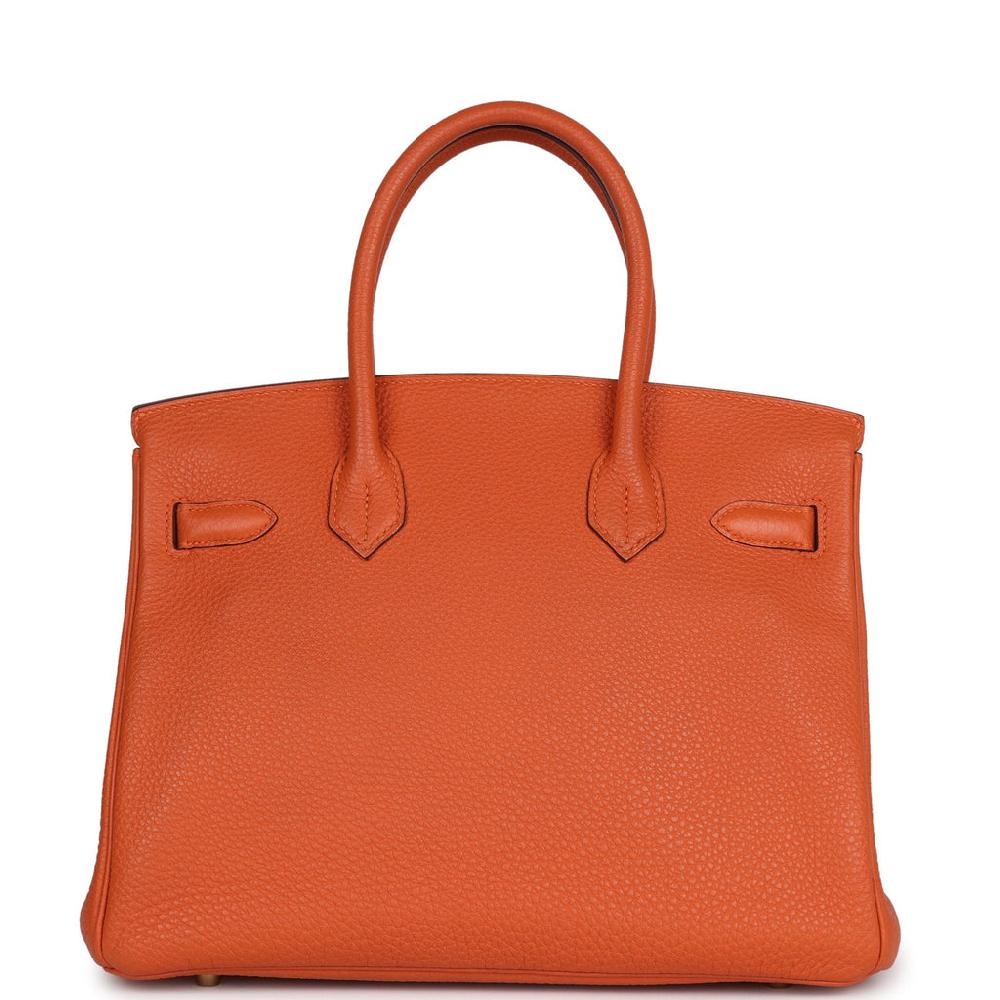 Pre-owned Hermes Birkin 30 Orange Togo Gold Hardware