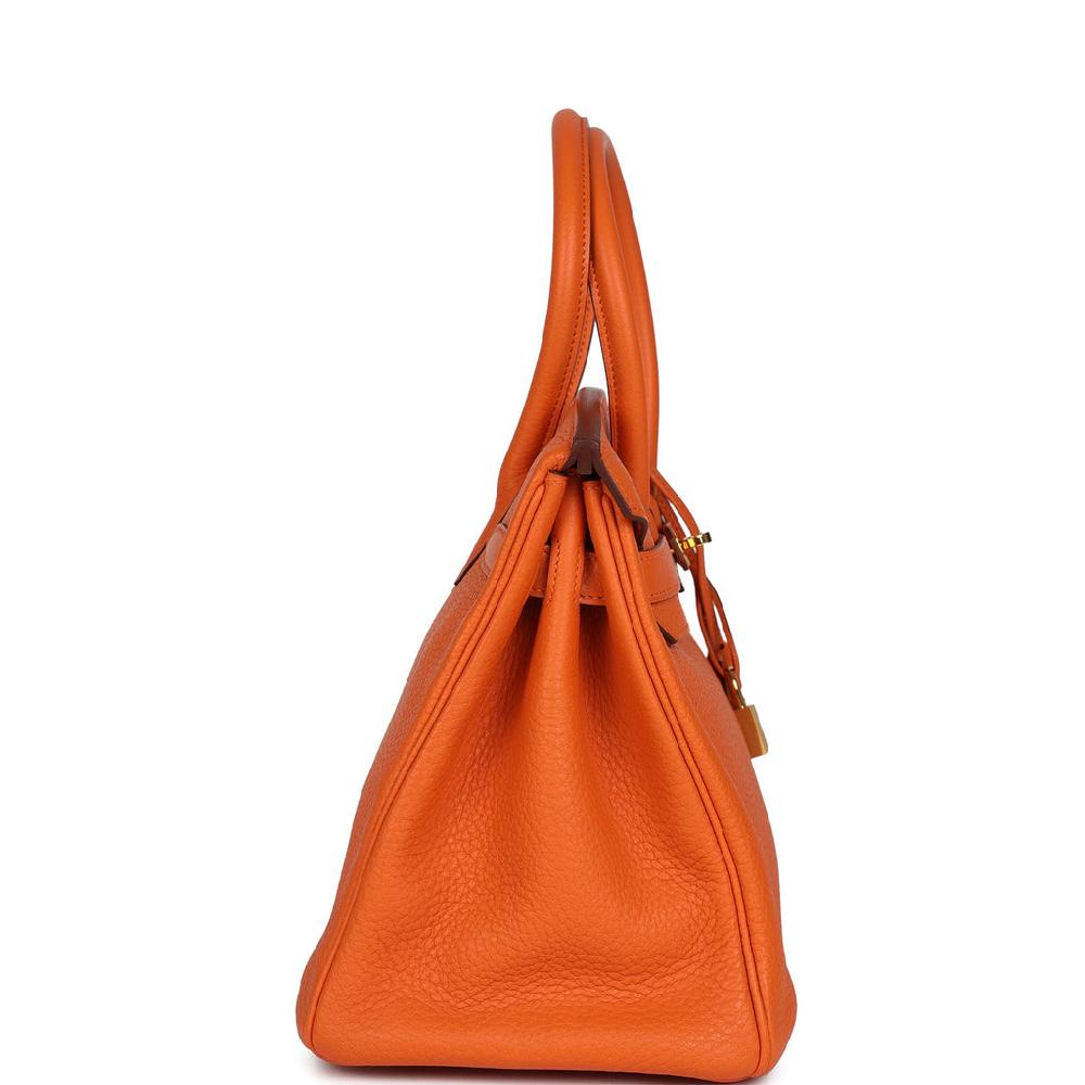 Pre-owned Hermes Birkin 30 Orange Togo Gold Hardware