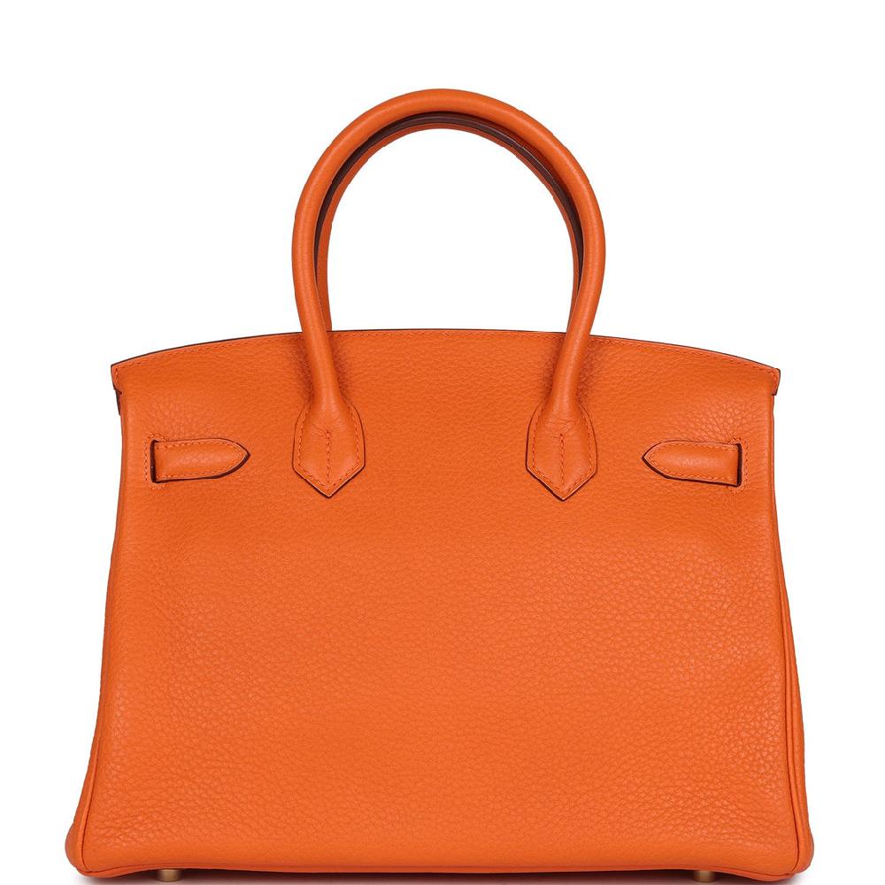 Pre-owned Hermes Birkin 30 Orange Togo Gold Hardware