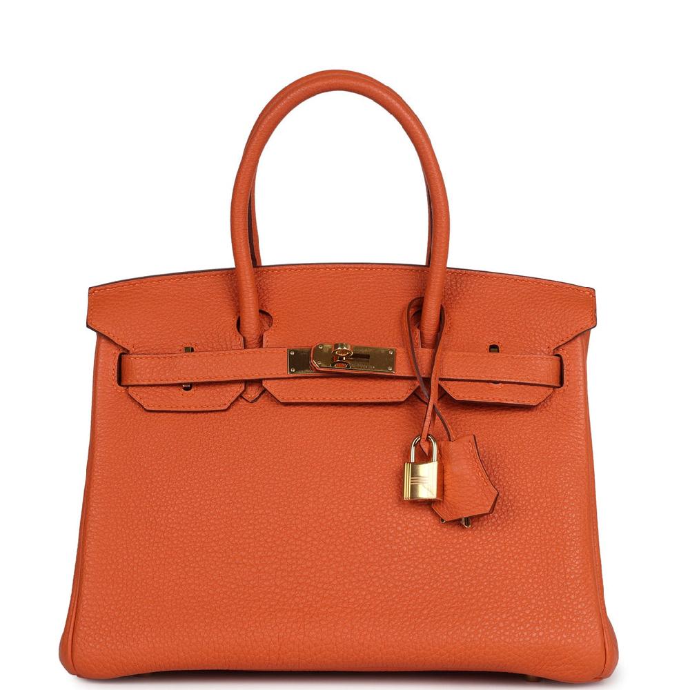 Pre-owned Hermes Birkin 30 Orange Togo Gold Hardware