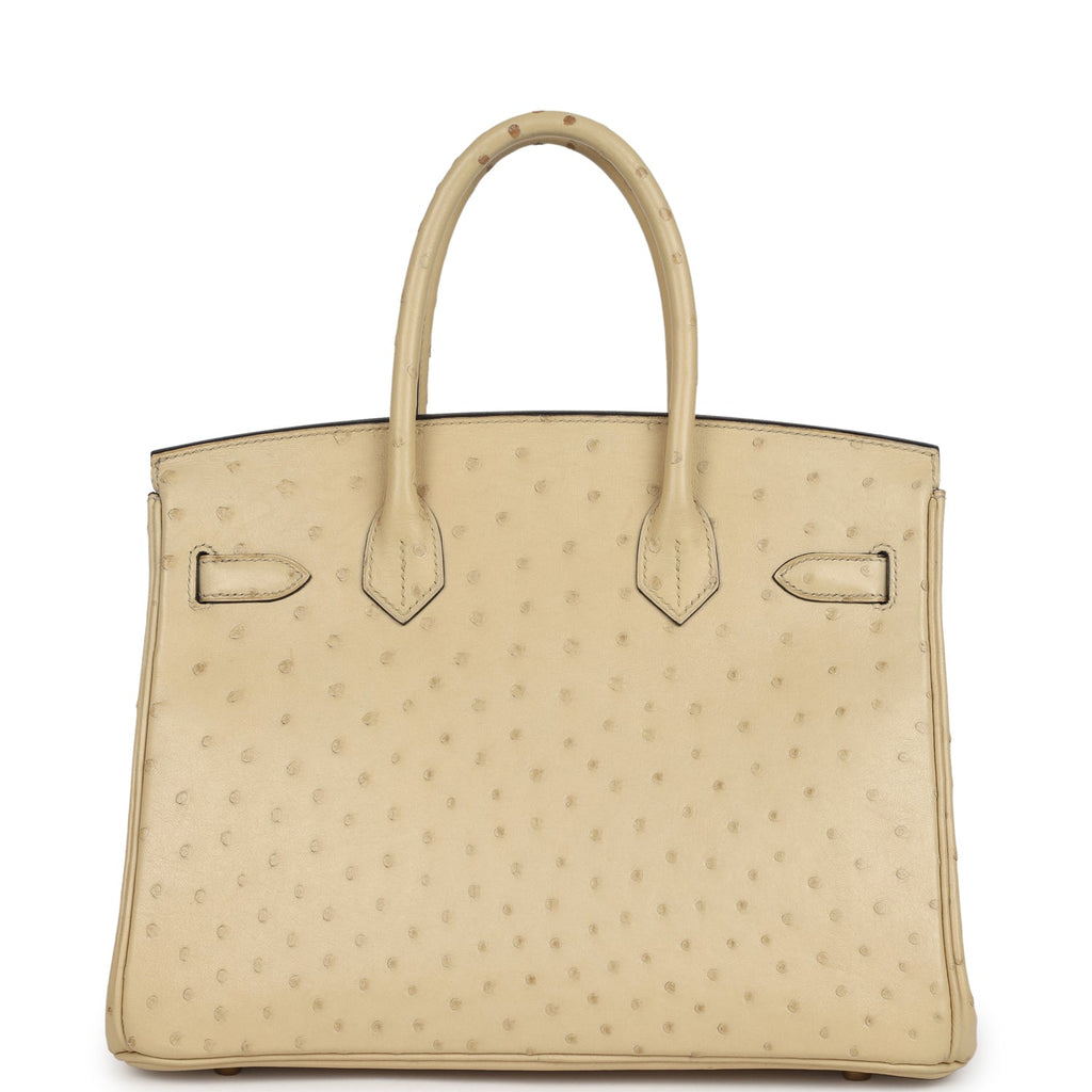 Pre-owned Hermes Birkin 30 Parchemin Ostrich Gold Hardware