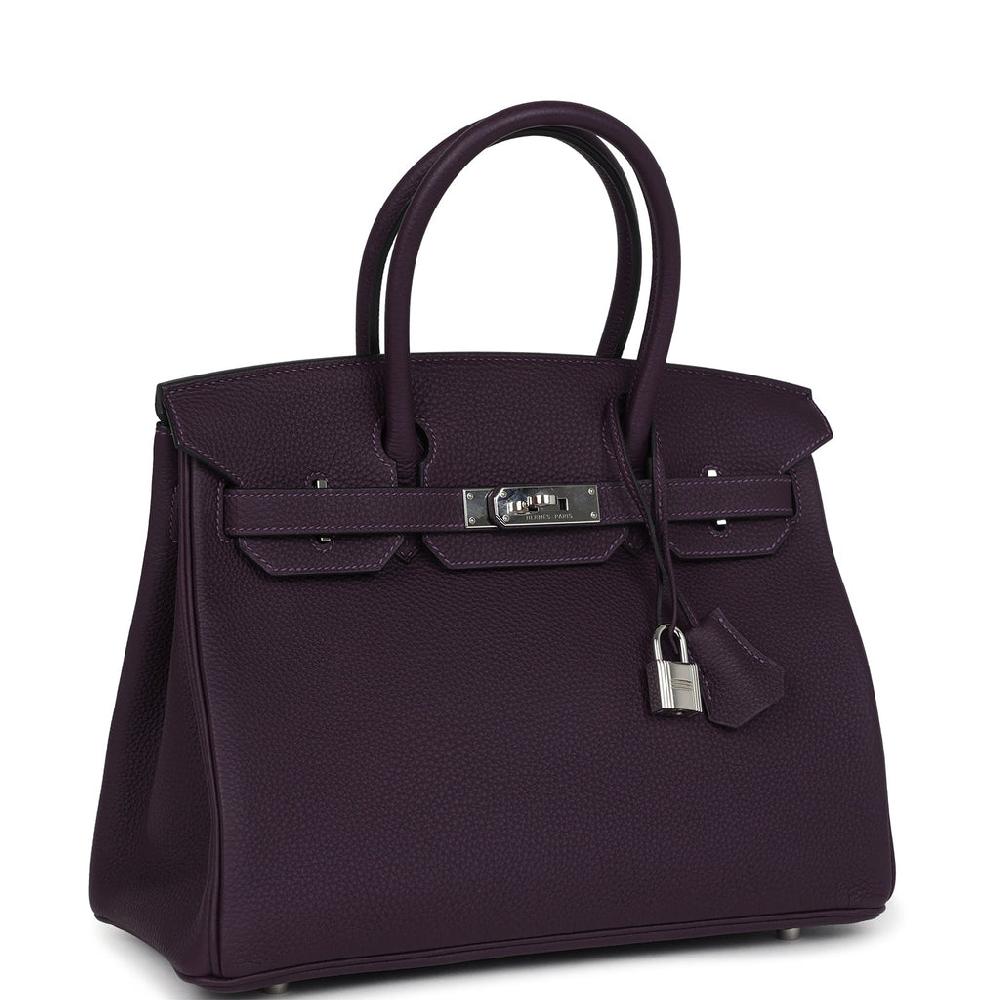 Pre-owned Hermes Birkin 30 Raisin Togo Palladium Hardware