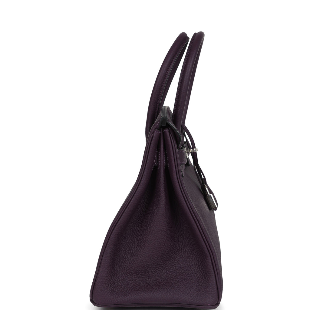 Pre-owned Hermes Birkin 30 Raisin Togo Palladium Hardware