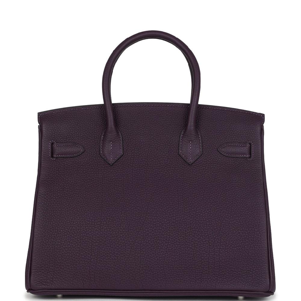 Pre-owned Hermes Birkin 30 Raisin Togo Palladium Hardware