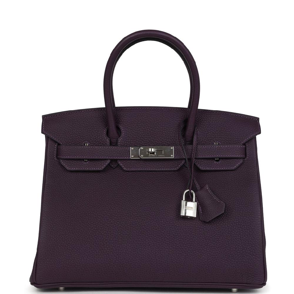 Pre-owned Hermes Birkin 30 Raisin Togo Palladium Hardware