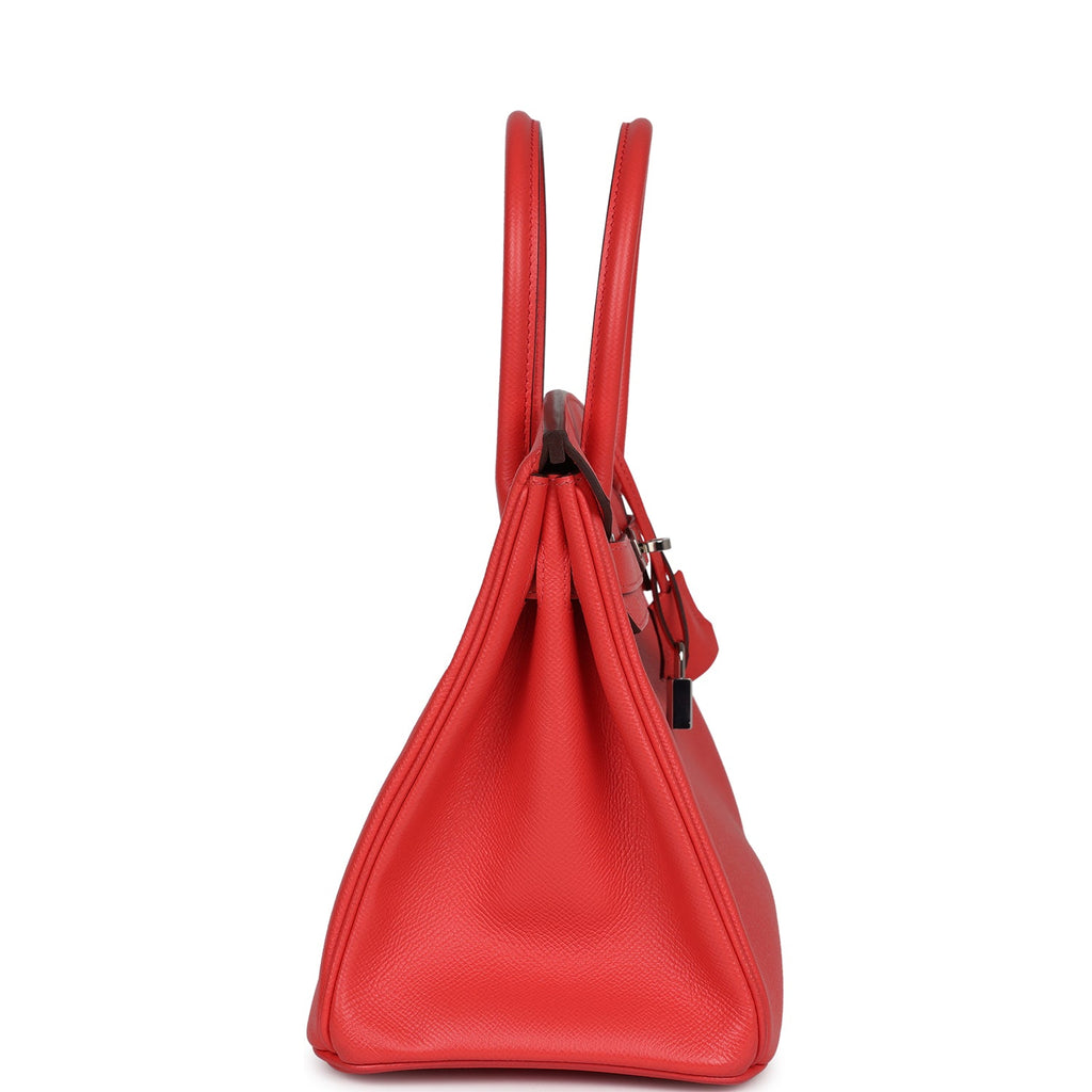 Pre-owned Hermes Birkin 30 Rose Jaipur Epsom Palladium Hardware