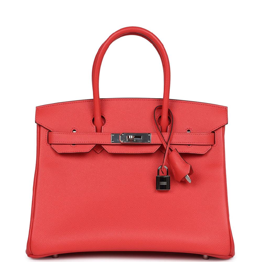 Pre-owned Hermes Birkin 30 Rose Jaipur Epsom Palladium Hardware