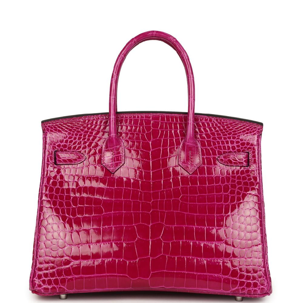 Pre-owned Hermes Birkin 30 Rose Poupre Shiny Porosus Crocodile Palladium Hardware