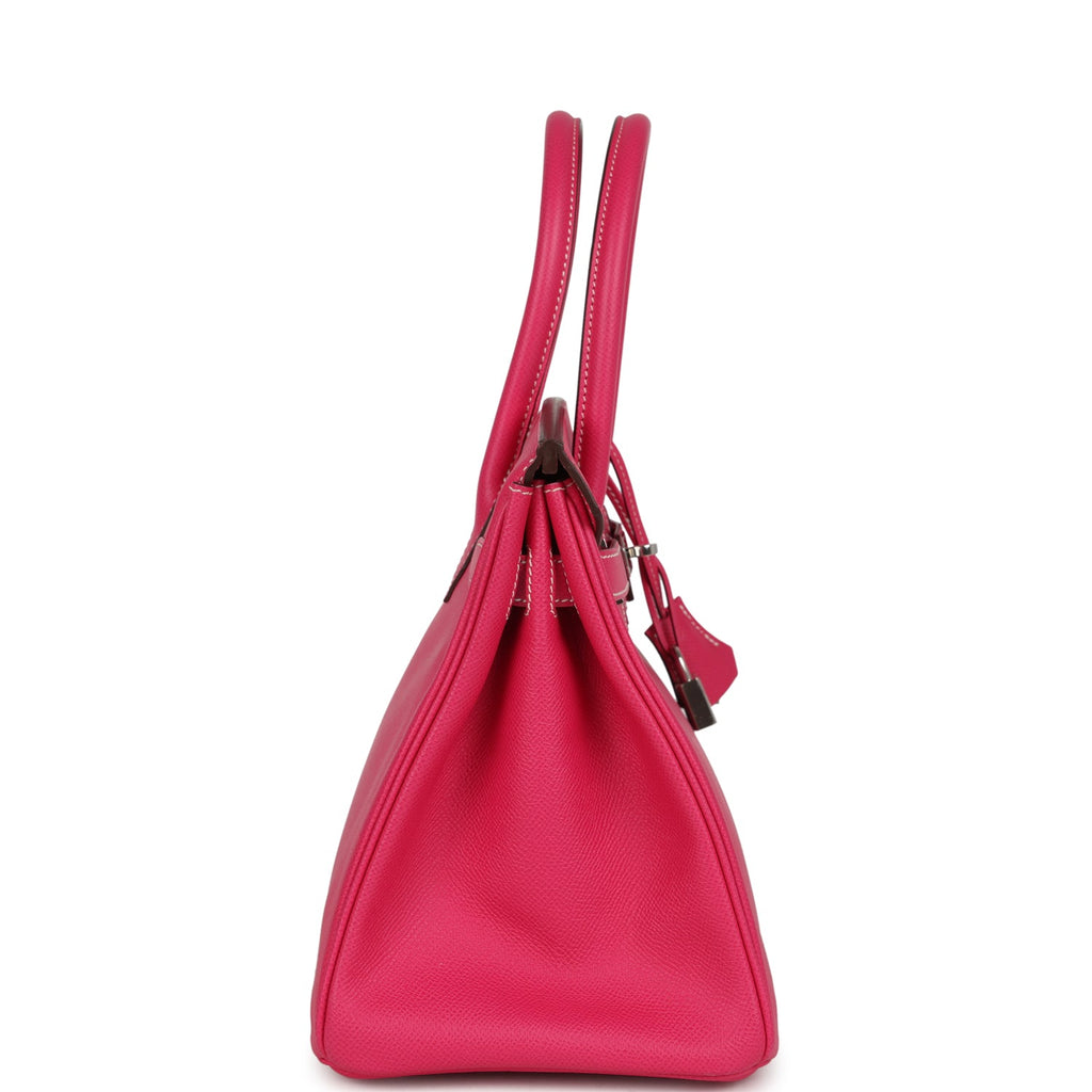 Pre-owned Hermes Birkin 30 Rose Tyrien Epsom Palladium Hardware