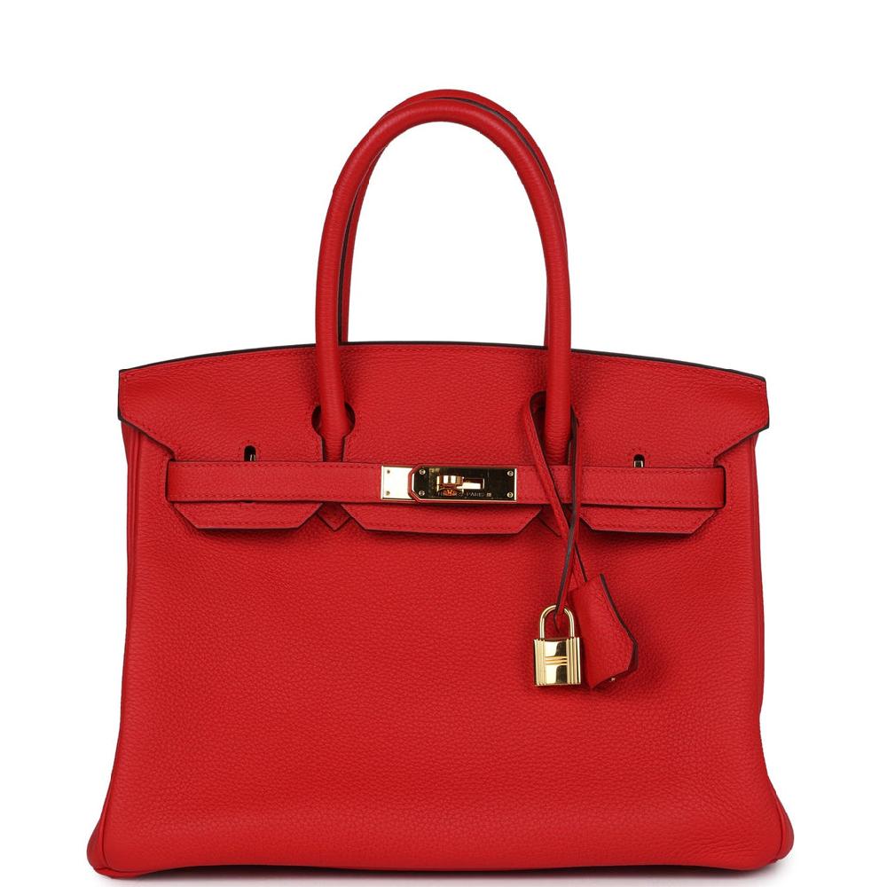 Pre-owned Hermes Birkin 30 Rouge de Coeur Togo Gold Hardware