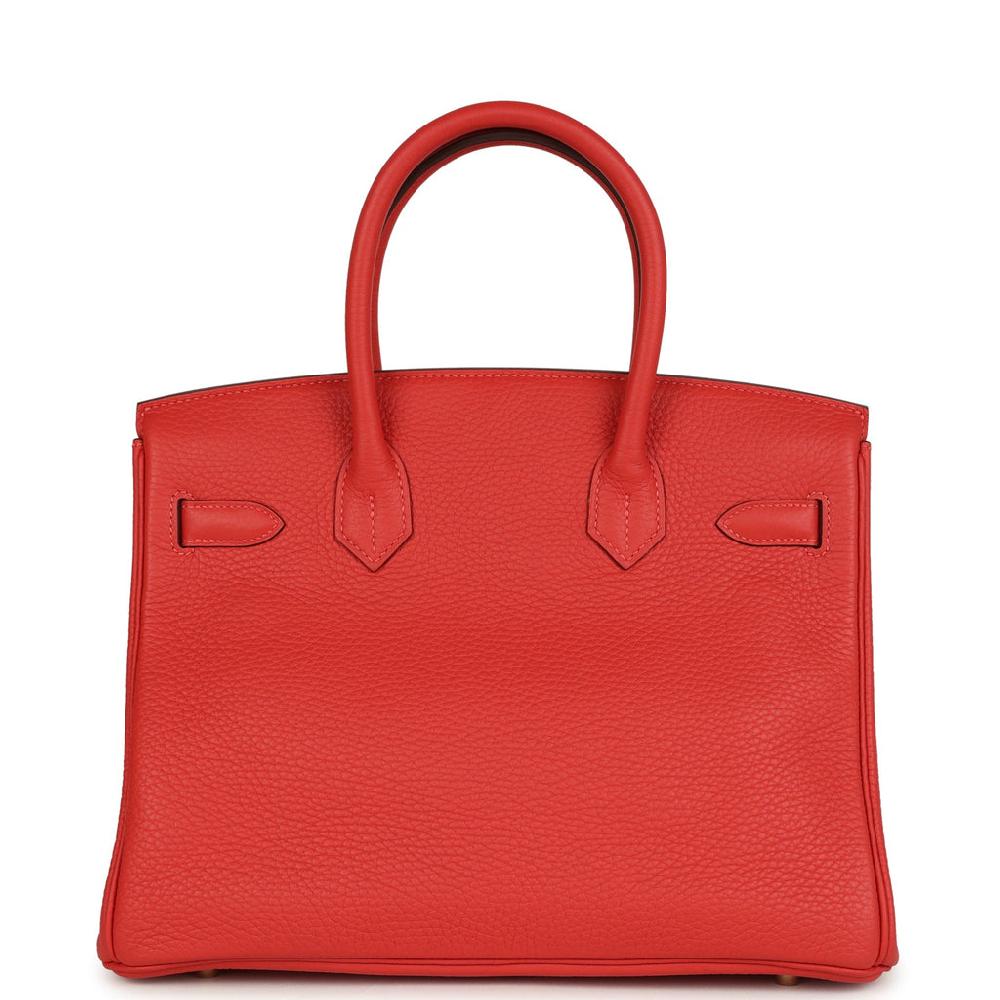 Pre-owned Hermes Birkin 30 Rouge Pivoine Clemence Gold Hardware