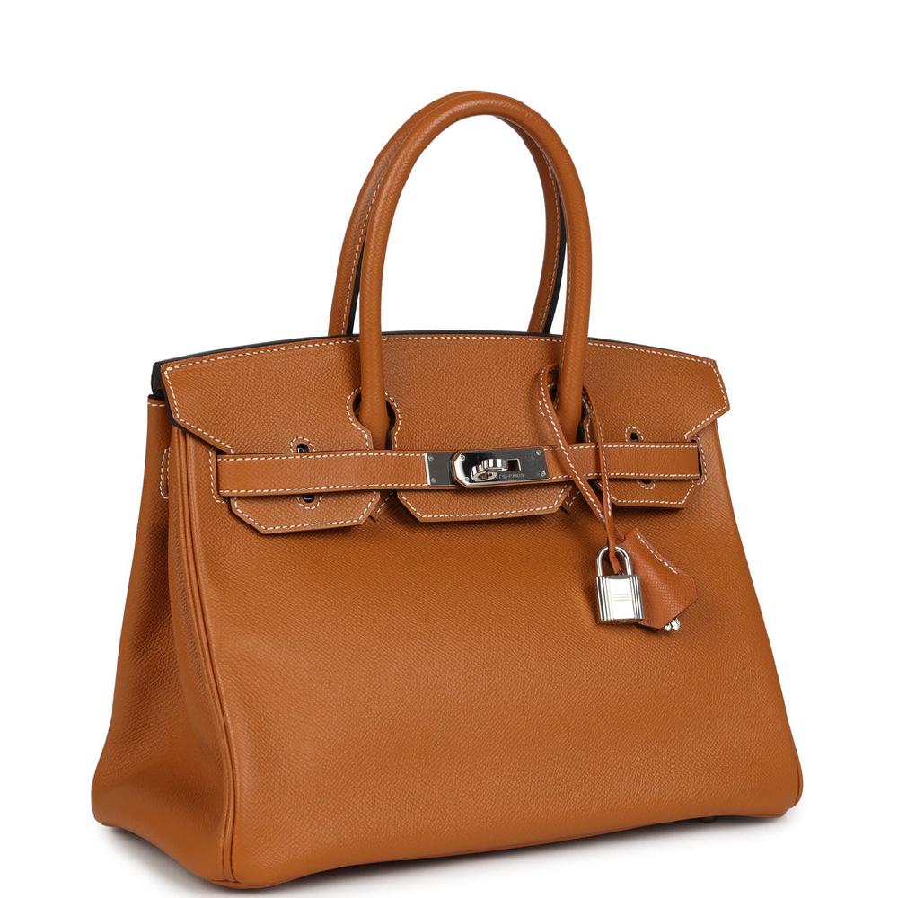 Pre-owned Hermes Birkin 30 Toffee Epsom Palladium Hardware