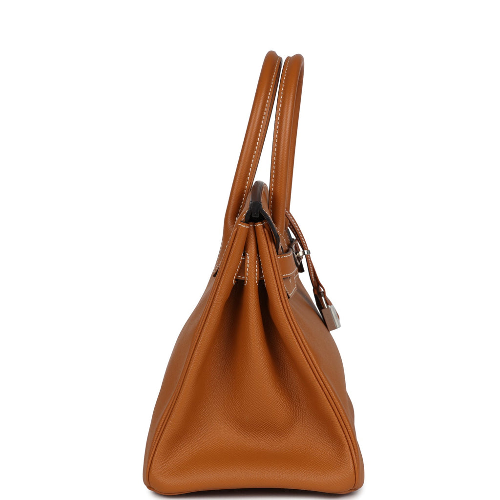Pre-owned Hermes Birkin 30 Toffee Epsom Palladium Hardware