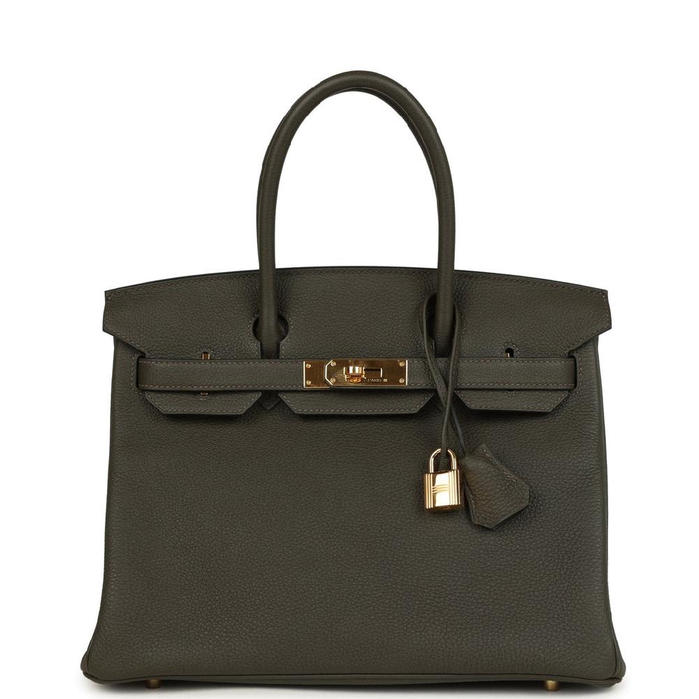Pre-owned Hermes Birkin 30 Vert de Gris Togo Gold Hardware