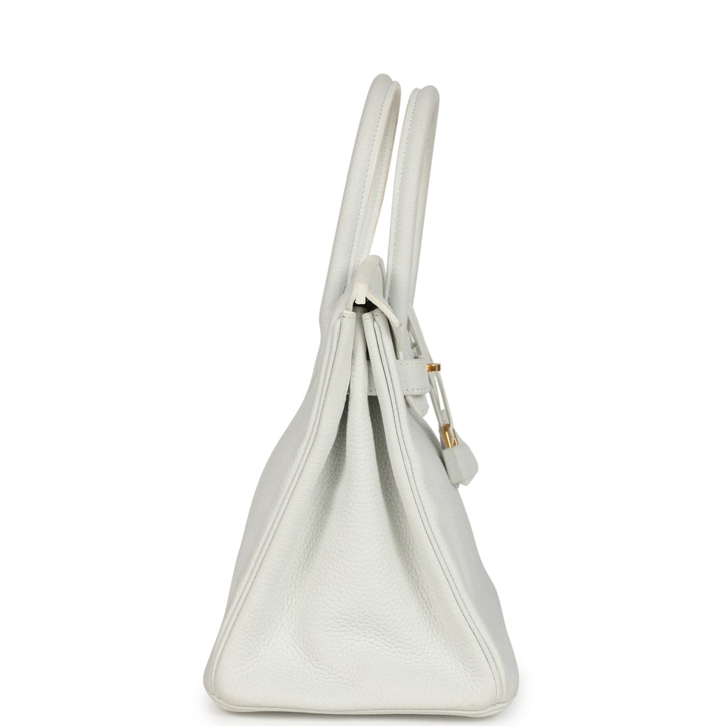 Pre-owned Hermès Birkin 30 White Clemence Gold Hardware