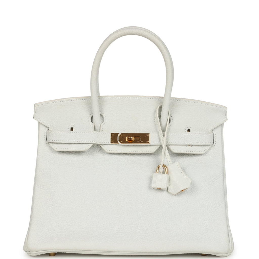 Pre-owned Hermès Birkin 30 White Clemence Gold Hardware