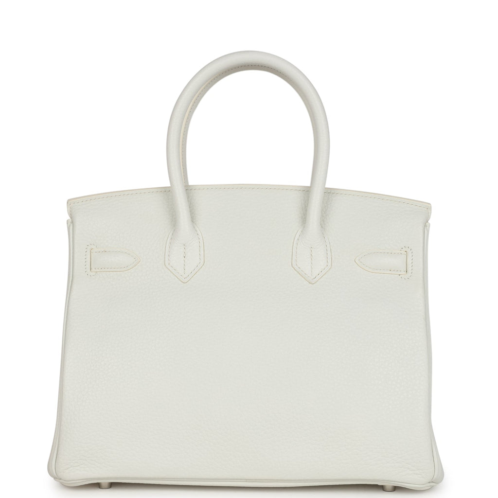 Pre-owned Hermes Birkin 30 White Clemence Palladium Hardware